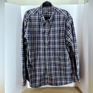 Van Heusen Pink Blue Brown & White Plaid Dress Shirt, Men's Size XXL